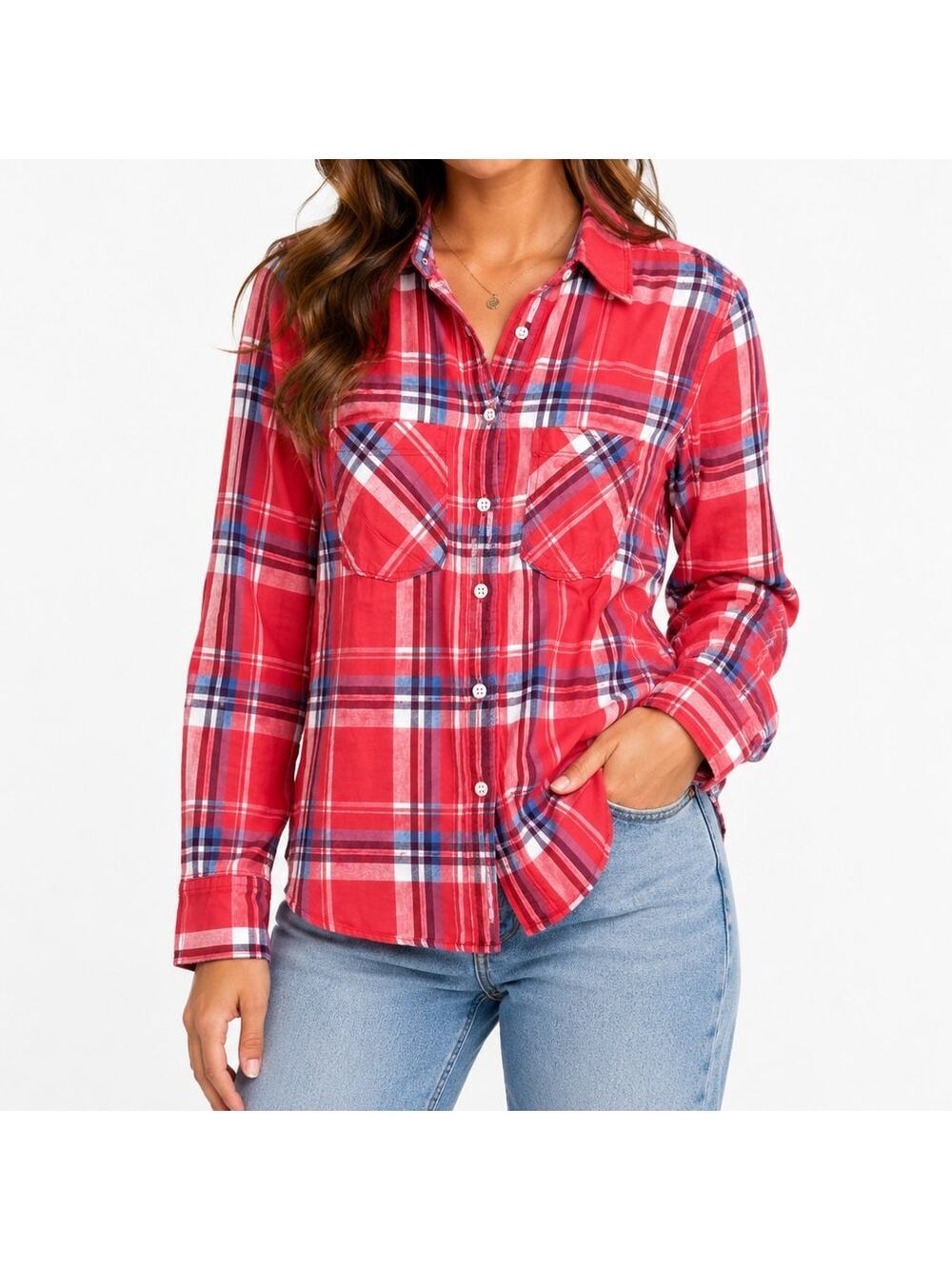 Aeropostale Pink Tartan Plaid Button Down